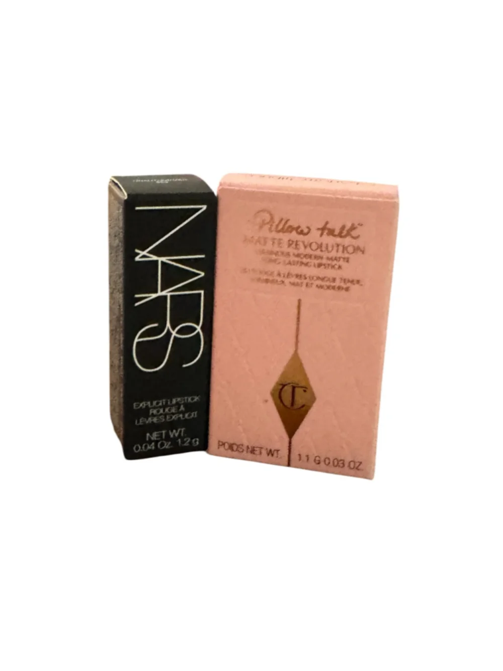 Mini NARS & Charlotte Tilbury Lipstick Set, true red and warm berry pink matte